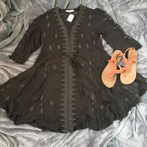 Brown Embroidered Dress